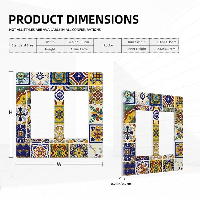 Yellow Mexican Moroccan Sun Tile 2 Gang Double GFCI Decorator Rocker/decorator Light Switch Cover Decorative Outlet Wall Plate Electrical Faceplate Screwless