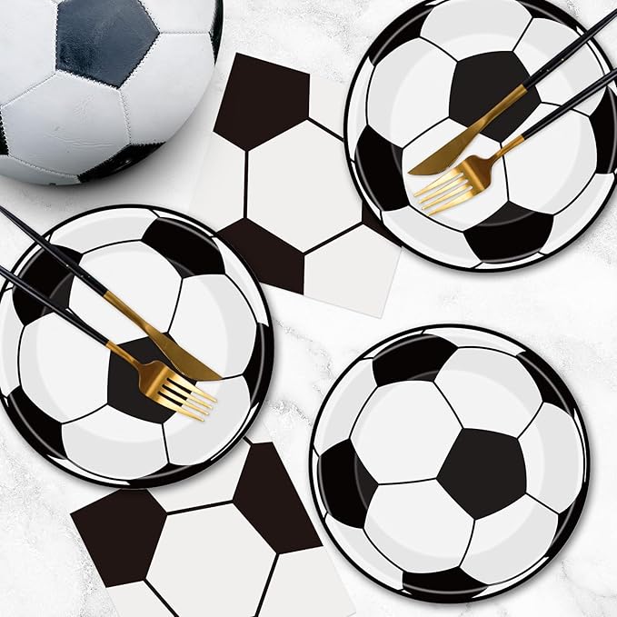 40Pcs Soccer Plates and Napkins Party Supplies - Soccer Birthday Party Decorations Tableware Set, Disposable Paper Dinner Plates Napkins for Sport Themed Soccers Parties Table Decor Favors, Serves 20