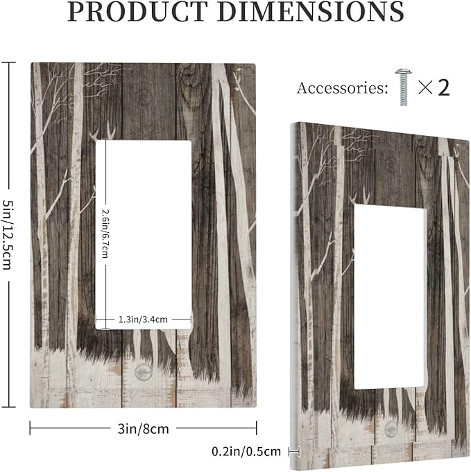Vintage Wood Forest Deer Wildlife Animal Silhouette Decorative Outlet Covers 1 Gang Single Rocker Light Switch Cover Plate Wall Plates GFCI Faceplate for Farmhouse Home Decor