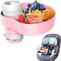 Kids Car Seat Tray, Travel Tray with Cup Holder for Toddler, Kids Car Seat Food Snack Holder for Road Trip, Stroller snack Organizer travel must haves - Pink Color