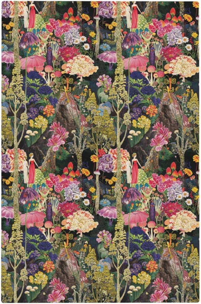 Dreamy Tropical Rainforest Colorful Mushroom Wildflower Light Switch Cover Plate 1 Gang No Device Blank Electrical Wall Plates Faceplate Decorative Switch Plate Covers for Farmhouse Kids Room Decor