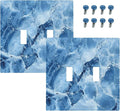 Outlet Covers Blue Marble Abstract Luxury Modern 1 Gang Duplex Light Switch Cover Plate Decorative Wall Plates Electrical Switchplate Receptacle for Bathroom Bedroom Decor（2 Pack）