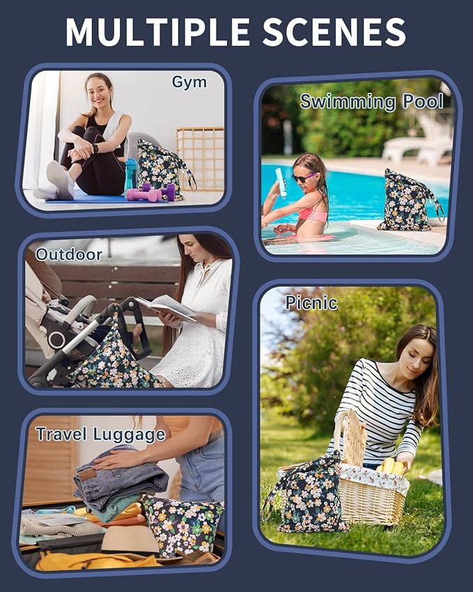 babygoal Waterproof Wet Dry Bag for Swim Diapers, Swimsuit, Travel, Beach Pool Daycare Yoga Stroller Bag, Leakproof Food Storage & Wet Clothes Organizer