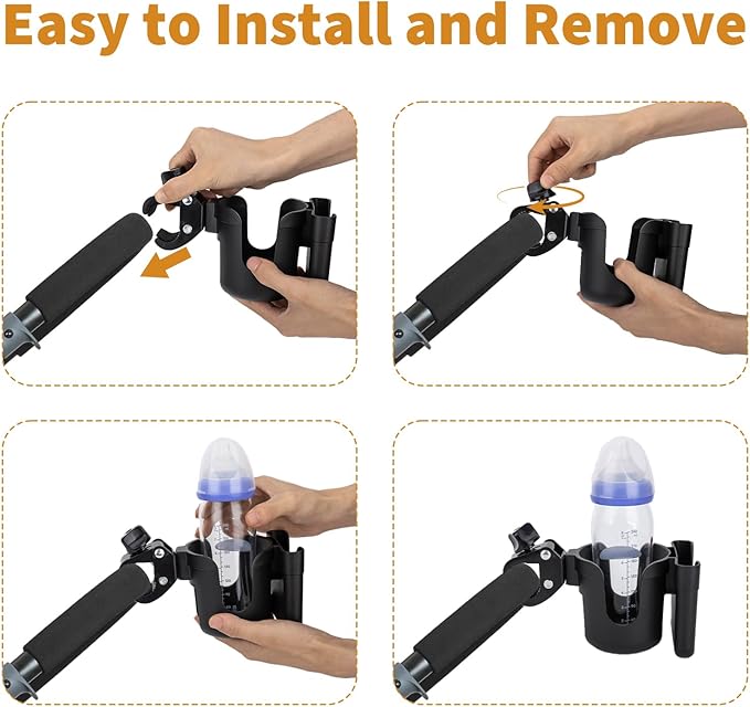 Cup Holder for Stroller Compatible with Evenflo with Phone Holder,Wagon Accessories Compatible with Evenflo,Black