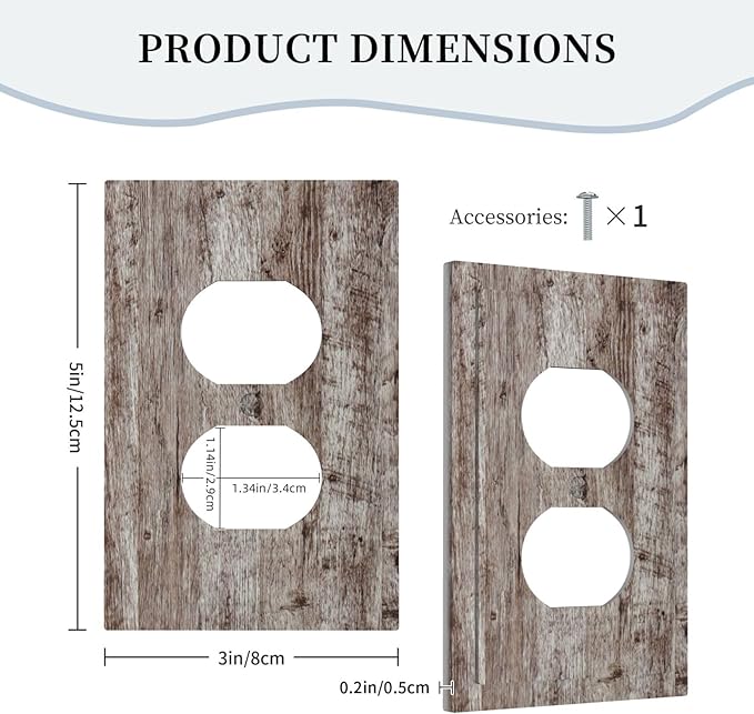 Decorative Outlet Covers Rustic Wood Grey Brown Vintage Wooden Plank 1 Gang Duplex Light Switch Cover Plate Electrical Switch plates WallPlates Socket Covers for Farmhouse Home Decor