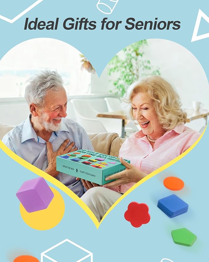 Dementia Activities for Seniors - Geometric,Colors & 12-Hold Color Shape Sorting Box Game | Memory & Cognitive Training Puzzle | Ideal Alzheimer's Sensory Gift for Elderly