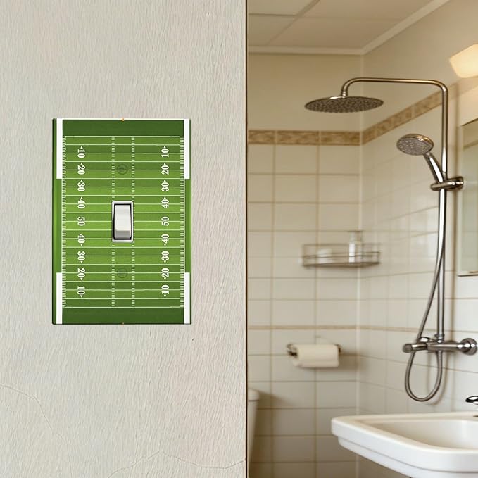 Football Field 1-Gang Toggle Light Switch Plate, Game Day Gridiron Vintage Football Design Decorative Wall Plate for Boys Room Decor
