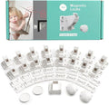 16 Pack Cabinet Locks Baby Proofing - SKYLA HOMES Children Proof Magnetic Cabinet Locks for Cupboard, Drawers, Adhesive Baby Proof Latches (16 Locks and 2 Keys)