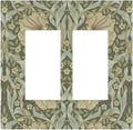 William Morris Pimpernel Flowers Double Rocker Light Switch Cover Vintage Floral Green Botanical 2 Gang Switchplates Decorative Electrical Wall Plate for Country Bedroom Home Living Room Décor