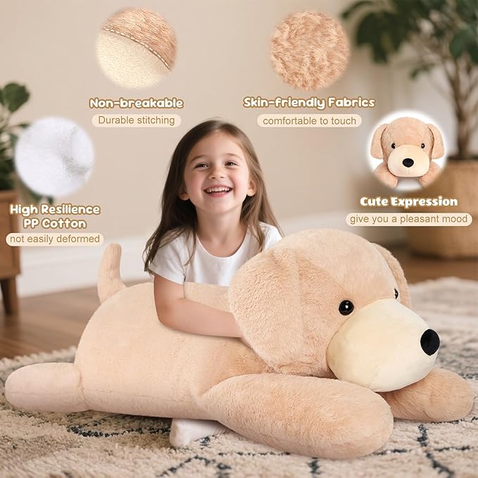 SuzziPals 43 inch Golden Retriever Giant Dog Stuffed Animal, Lifelike Jumbo Dog Plush for Stress Relief & Companion, Extra Soft Large Stuffed Animals, Big Plushies Gifts for Kids Adults