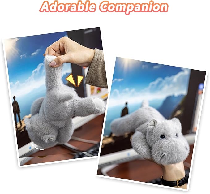 PEACH CAT Hippo Stuffed Animal Cute Hippopotamus Plushies Small Plush Toys Gifts for Girls Boys Kids Grey