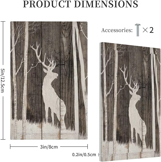 Vintage Wood Forest Deer Wildlife Animal Silhouette Light Switch Cover Plate 1 Gang No Device Blank Electrical Wall Plates Faceplate Decorative Switch Plate Covers for Farmhouse Home Decor