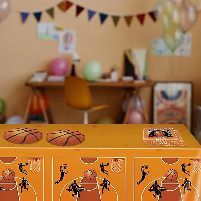 41Pcs Basketball Theme Birthday Party Decorations Basketball Party Supplies Tableware Set Basketball Paper Plates,Napkins,Tablecloth丨Kids and Adults Basketball Sports Birthday Party Decor,Serves 20