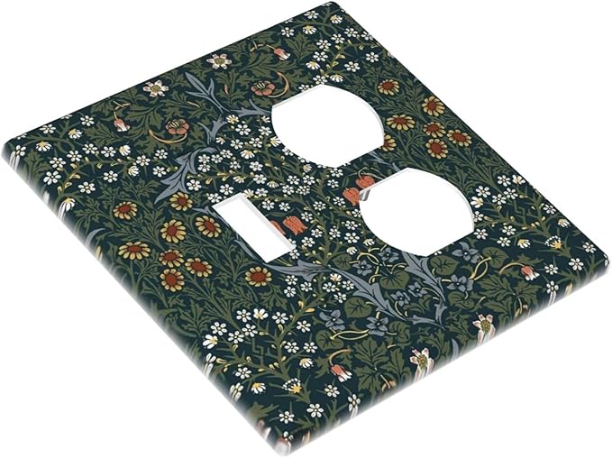 Wallplates Colorful Floral Boho Flower Plant Leaf 1 Toggle 1 Duplex Switch Plate Electrical Gfci Faceplate Decorative Light Switch Covers For Bed Room Living Room Decor