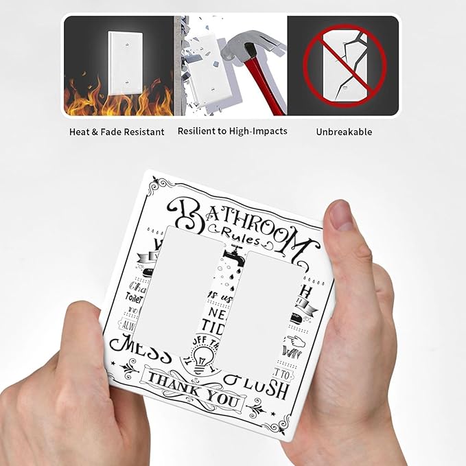 Bathroom Wash Inspirational Quote 2 Gang Double GFCI Rocker Rocker/Decorator Light Switch Cover Decorative Outlet Wall Plate Electrical Faceplate Screwless