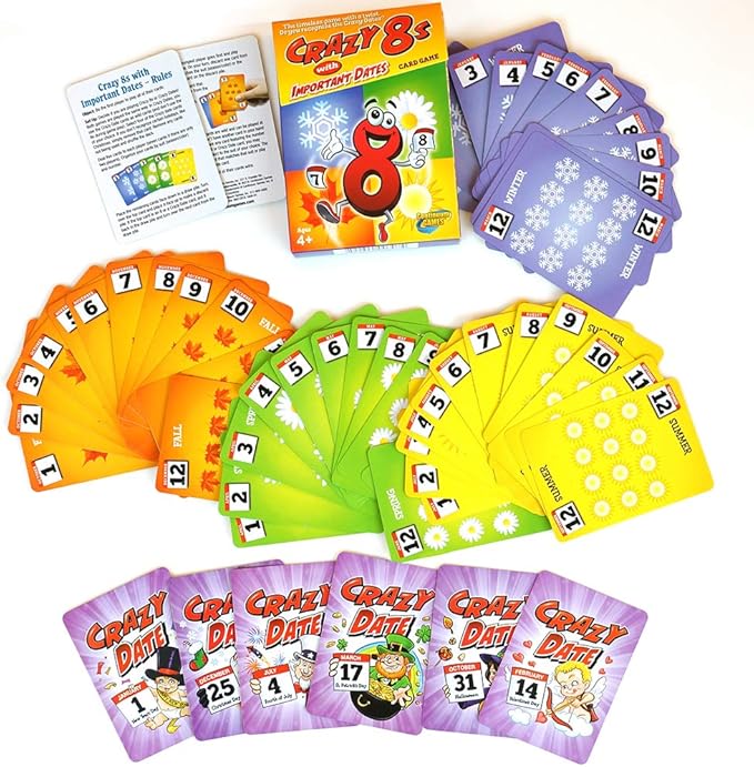 Continuum Games Crazy 8s with Important Dates Card Game - Kids Age 4 and Up