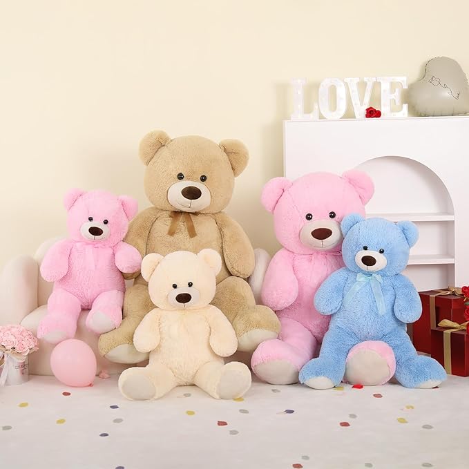 Toys Studio Giant Teddy Bear Stuffed Animal 36 inch Plush Bear Toy for Girlfriend Girls Kids Gifts Chrsitmas Valentine's Day Birthday Baby Shower Decorations