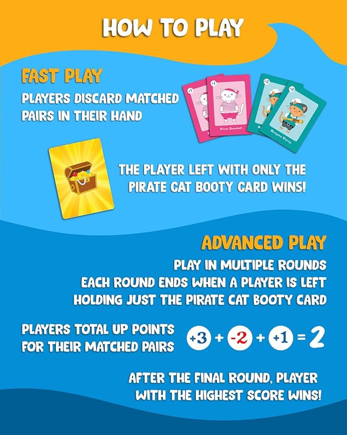 Pirate Cat Booty! A Fun Family Card Game for Kids and Adults Ages 4 and up, 2-8 Players