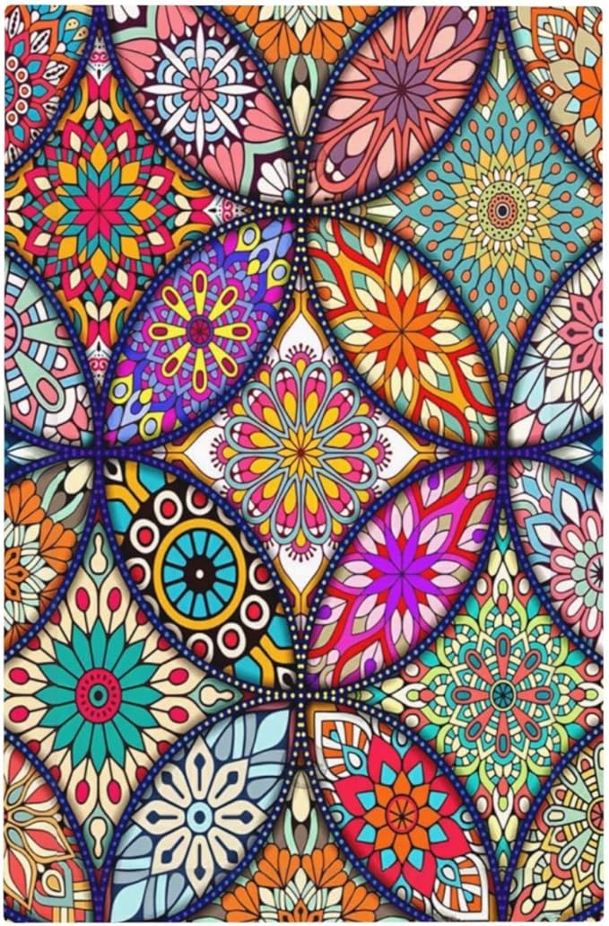 Bohemian Single Blank Wall Plates Decorative Light Switch Cover colorful Vintage Floral Mandala Flower No Device Faceplate for Bathroom Bedroom Home Decorate
