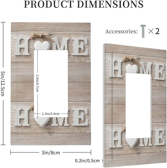 Family Vintage Country Farmhouse 1-Gang Decorator Rocker Outlet Light Switch Cover Sweet White Home Wood Sign Wooden Letters Decorative Single Device GFCI Receptacle Switch Wall Plate Dimmer Mid Size