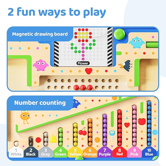 Montessori Number & Shape Puzzle Busy Board, Fine Motor Skills Educational Toy, Counting Matching Preschool Learning Toy, Early Development Sensory Gift for 3-5 Year Old Toddler Boys Girls Yellow