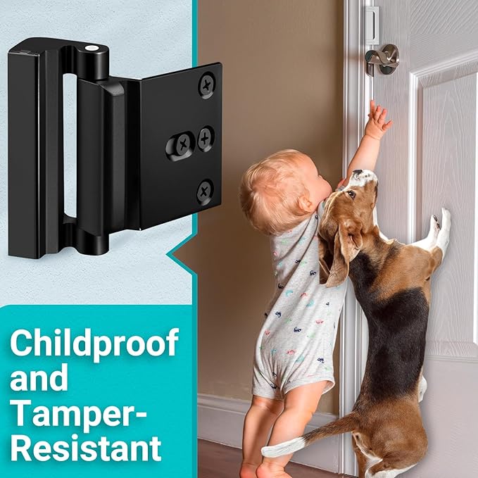 2 Pack Home Security Door Lock for Front Door Reinforcement Lock Kids Safety Child Proof High Security Door Lock for Top of Door Latch Extra Flip High Night Lock for Swinging Inward Door Safe Defend