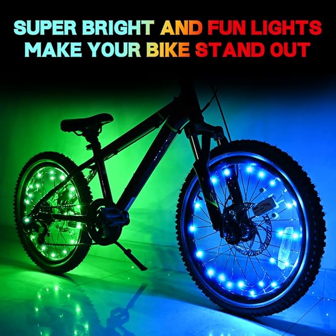 TINANA 2 Tire Pack LED Bike Wheel Lights Ultra Bright Waterproof Bicycle Spoke Lights Cycling Decoration Safety Warning Tire Strip Light for Kids Adults Night Riding