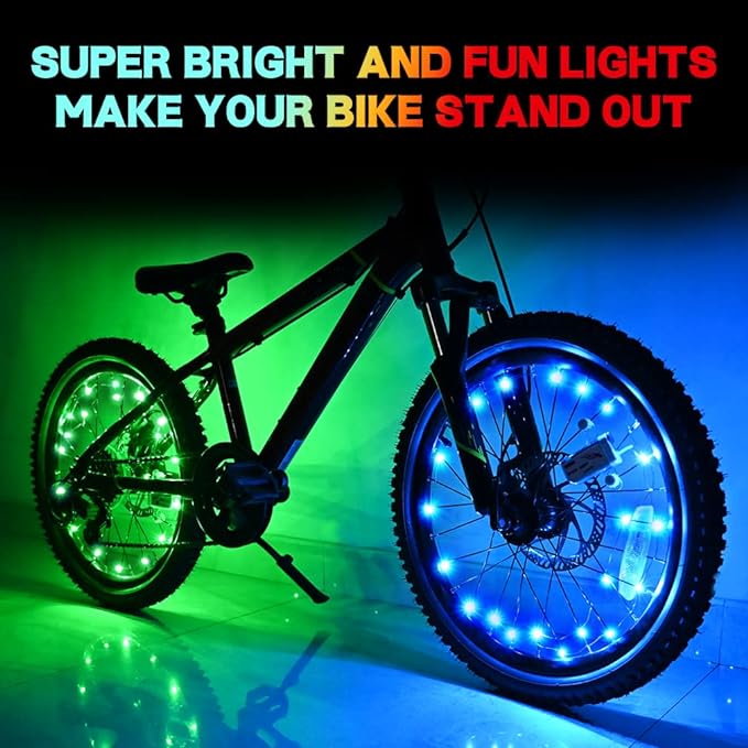 TINANA 2 Tire Pack LED Bike Wheel Lights Ultra Bright Waterproof Bicycle Spoke Lights Cycling Decoration Safety Warning Tire Strip Light for Kids Adults Night Riding