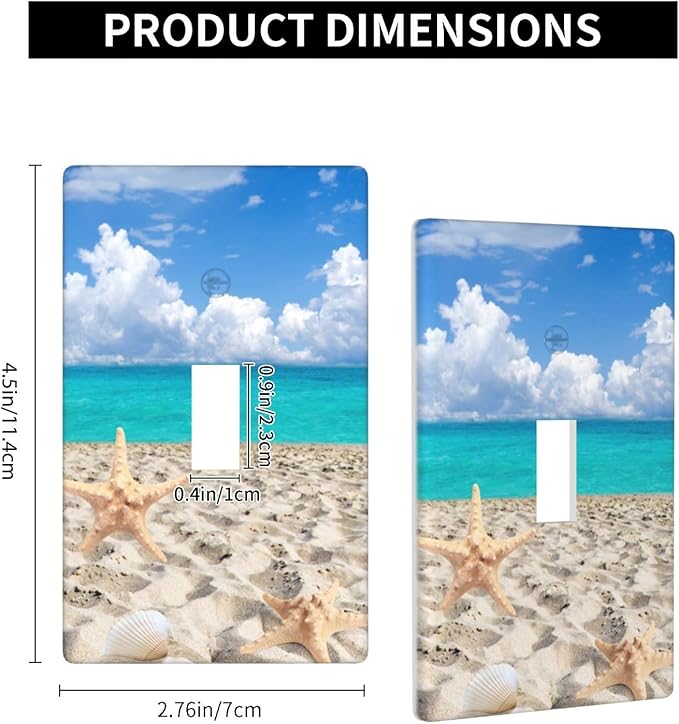 Beach Blue Ocean Light Switch Cover Plates Decorative Single Toggle Wall Plate, 1 Gang Lightswitch Cover