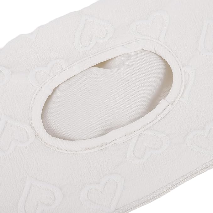 Quilted Baby Diaper and Wipes Pouch Portable Mommy Bag for Stroller Reusable Wipes Pouch with Lanyard (White Heart)