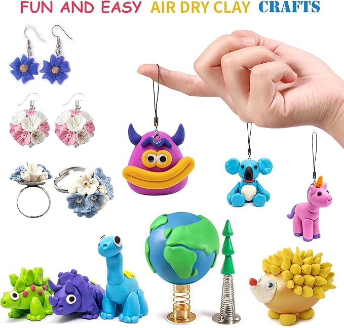 Air Dry Modeling Clay Kit - 24 Colors with 3 Sculpting Tools - Magic Foam Clay for Kids & Adults - DIY Molding Gift for Boys & Girls