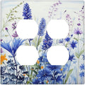 Personalized Light Switch Cover Plate Lavender Watercolor Wildflowers Colorful floral 2 Gang Decorative Switch Plate Double Duplex Wall Plates Switch Plates and Outlet Covers for Bathroom Bedroom