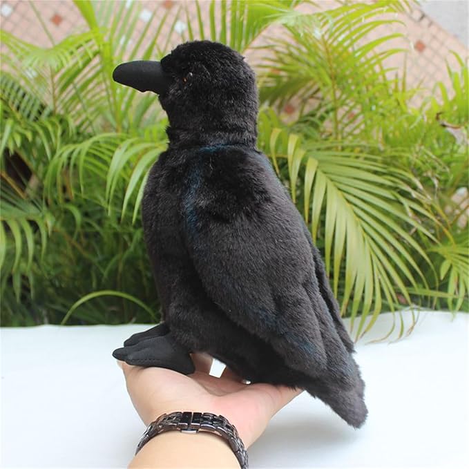 Realistic Crow Plush, Cute Black Raven Stuffed Animal Plush Pillow Toys, Soft Little Bird Raven Stuffed Toys Doll for Birthday Kids Gifts Home Decor 9.44''