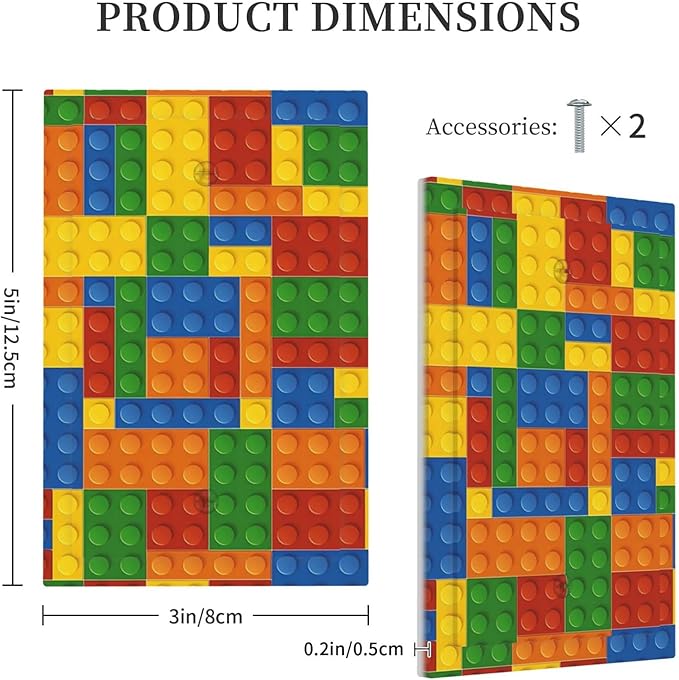 Light Switch Cover Colorful Building Block Wall Plate Cover 1 Gang Blank No Device Decorative Outlet Covers Electrical Switchplate for Kids Room Home Decor