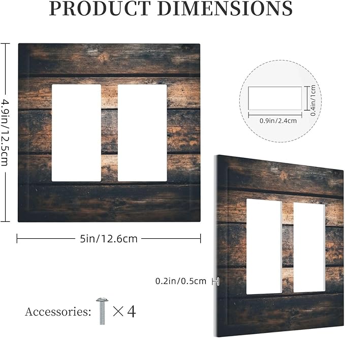 Decorative Outlet Covers Brown Vintage Wooden Board Rustic Wood 2 Gang Double Gfci Rocker Electrical Wall Panels Light Switch Cover Plate For Farmhouse Cabin Decor