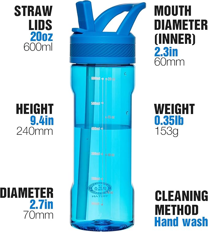 OLDLEY 20 kids Water Bottle with Straw,Tritan BPA-Free,Leak-Proof Design for Travel, Home, School,(Blue)