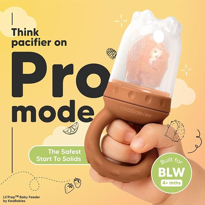 KeaBabies Baby Fruit Feeder 2pk - Silicone Baby Food Feeder for Babies 6-12 Months, Breast Milk Popsicle Teether, Weaning, Pacifier, Freeze Frozen Solid Food, Infant Feeding Essential (Terracotta)
