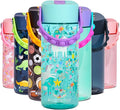 Elemental Water Bottles for Kids - Splash Kids Water Bottle for School with Pop-it Handle - BPA Free Tritan Plastic Water Bottle with Straw Leak Proof when Spout is Closed - Unicorn Robin's Egg - 18oz