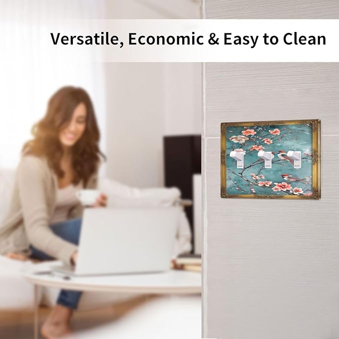 Decorative Art Light Switch Covers Birds on Branches 3 Gang Triple Toggle Wall Plate Decorative Switch plate Electrical Faceplate for Home Decor