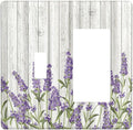 Rustic Wooden Plank Lavender 2 Gang Toggle Rocker Combo Wall Plates Decorative GFCI Device Outlet Cover Receptacle Electrical Faceplate Switchplate for Bedroom Bathroom Kitchen Decor
