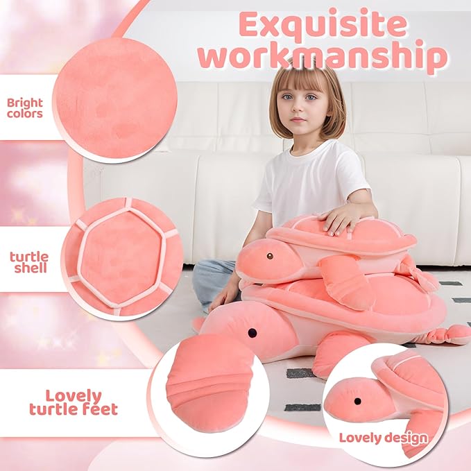 Dalmao 20 Inch Pink Sea Turtle Stuffed Animals Soft Plush Toys Body Pillows Ocean Turtle Plushies, Gifts for Kids Boys, Girls, Girlfriend, Birthday