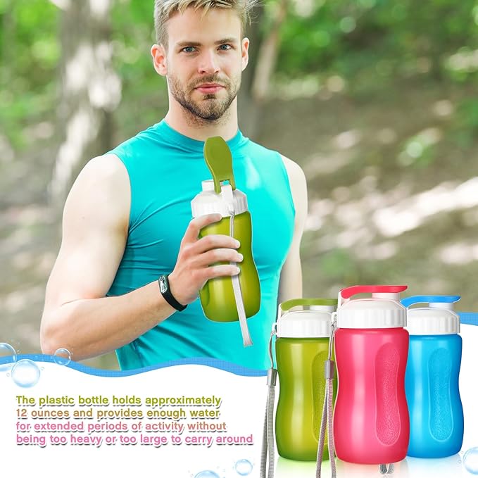 Domensi 36 Pack 12 oz Kids Plastic Water Bottles Reusable Plastic Sports Water Bottles Wide Mouth Leak Proof Lightweight for Boys Girls Child Toddler to School Travel Camping, DIY Gift