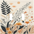 Light Switch Cover Plate Minimalist Floral Boho Botanical Wildflowers 2 Gang Double Toggle Decorative Switch Plates Wall Plates Electrical Faceplate for Bathroom Bedroom Decor
