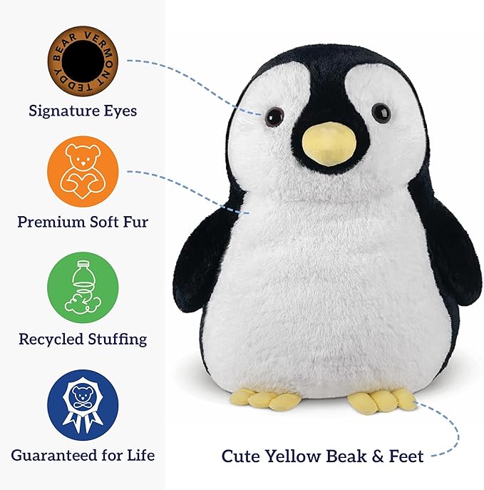Vermont Teddy Bear Giant Penguin Stuffed Animal | 28 Inch Penguin Plush Toy | Fluffy Collectible Plushies for Kids and Adults | Crafted in the USA