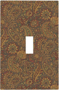 Vintage Paisley 1-Gang Toggle Light Switch Plate, Bohemian Boho Autumn Tones Retro Floral Decorative Wall Plate for Eclectic Homes