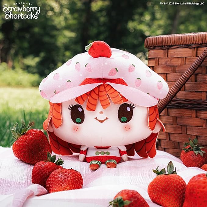 TeeTurtle Cloudheads Strawberry Shortcake Plush - 5-Inch Official Strawberry Scented Stuffed Animal with Embroidered Details - Soft Cuddly Plush Toys for Kids, Teens, and Adults
