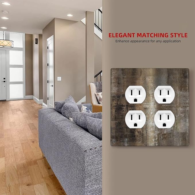 Decorative Light Switch Cover Plate Tan Brown Rustic Abstract Wood Vintage Wooden 2 Gang Decorative Switch Plates 1 Toggle Duplex Combo Outlet Covers GFCI Plug Covers Wallplates for Farmhouse Home