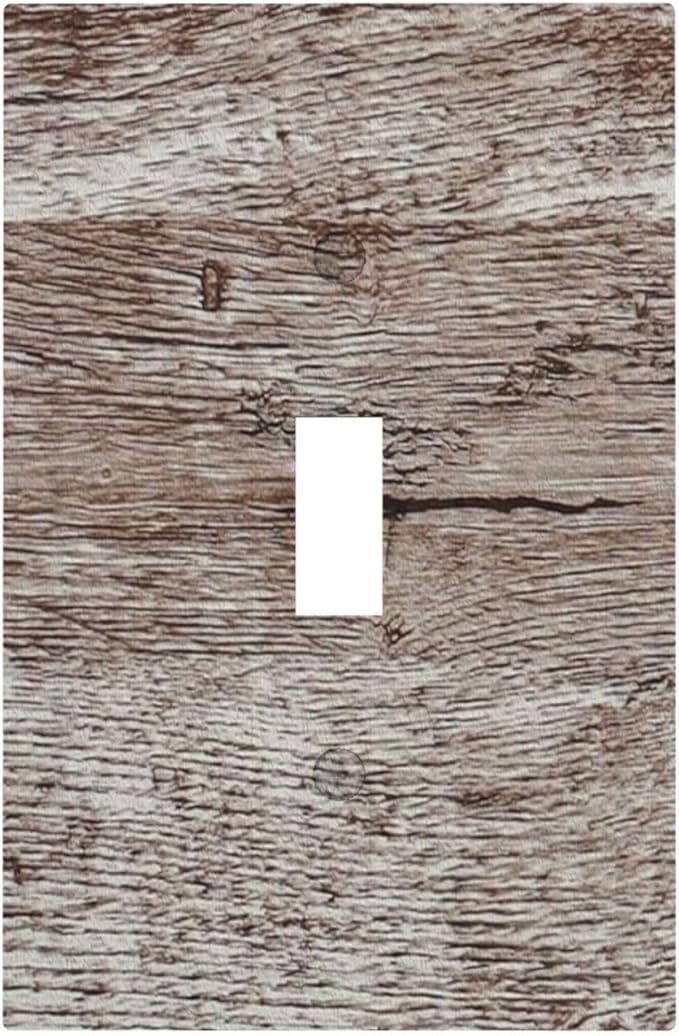 Light Switch Cover Plate Rustic Dark Grey Wood Plank Vintage Texture 1 Gang Wall Plate Cover Single Toggle Outlet Covers Decorative Switch Plate Covers Electrical Faceplate for Farmhouse Home