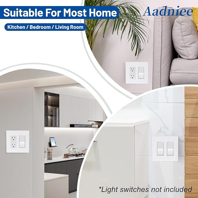 Screwless Decorator Wall Plates, 2-Gang Decorative Outlet Covers, Standard Size 4.68" x 4.74" Switch Plate and Hidden Screw Faceplate (10 Pack, Gloss White)