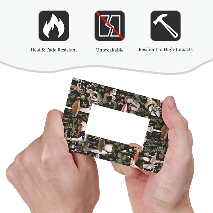 Mid Century Black Boho Mushroom Floral 1-Gang Decorator Rocker Outlet Light Switch Cover Plant Leaf Fungus Forest Botanical Decorative Single Device GFCI Receptacle Switch Wall Plate Dimmer Mid Size